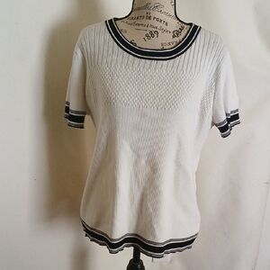 Karl Largerfeld White and Black Women's Lightweight Knit Sweater Size XL